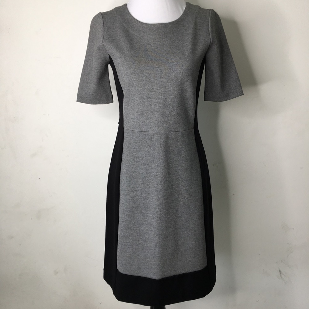 New J. Crew Womens Gray Black Short Sleeve Sheath Dress Size 0 Office Workwear
